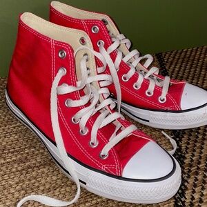 Size 8 Cherry Red High Top Converse